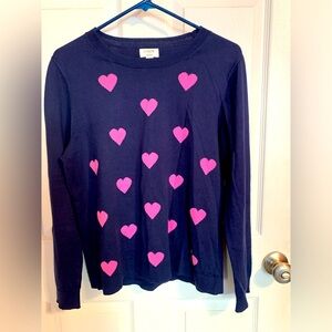 J Crew Allover Hearts Teddie Sweater Size L